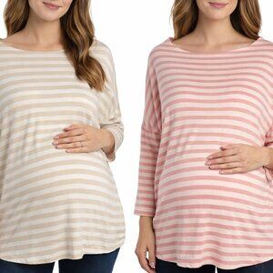 HATCH Stripe Crew Neck Long Sleeve 2 Pk/Bundle Maternity Tops Size 2/M